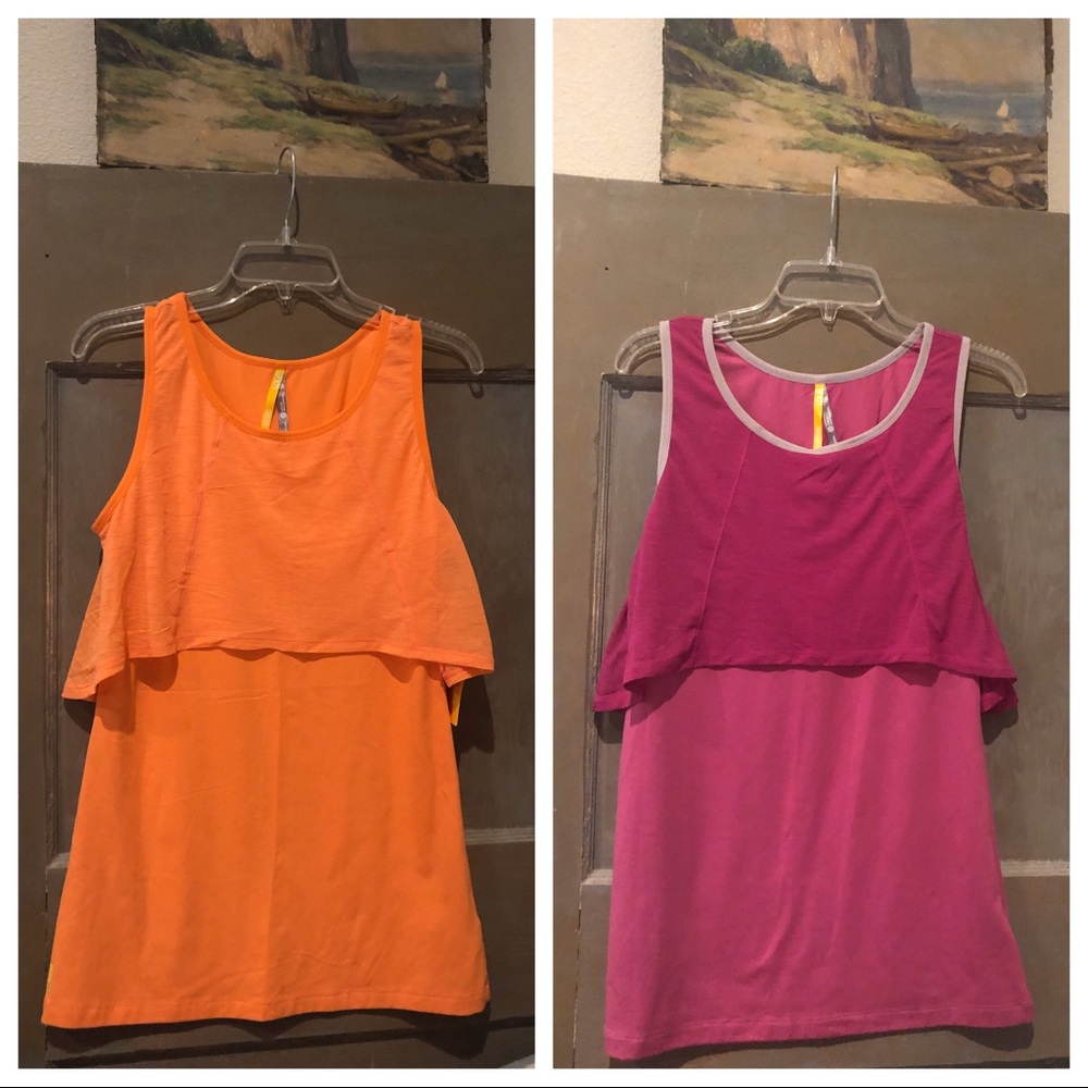 (2) NWT Lolë Workout Top, Size M, Orange & Pink